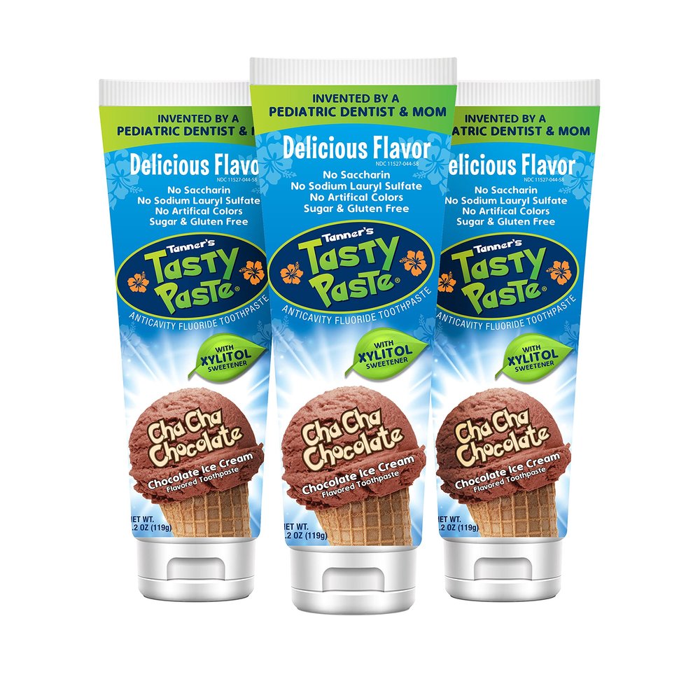 Tanner's Tasty Paste Cha Cha Chocolate - Anticavity Fluoride Childrens Toothpaste/Great Tasting, Safe, and Effective Chocolate Flavored Toothpaste for Kids (3-Pack)