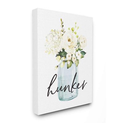 Stupell Industries Hunker Text Spring Floral Bouquet Blue White, Designed by Lettered and Lined Wall Art, 36 x 48, Canvas