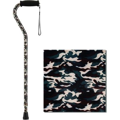 Nova Joy Designer Offset Walking Cane for Seniors - Unisex Adjustable Lightweight Aid with Foam Handle, Wrist Strap and Anti-Rattle Lock - Essential Mobility Support - Camouflage