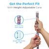 Nova Joy Designer Offset Walking Cane for Seniors - Unisex Adjustable Lightweight Aid with Foam Handle, Wrist Strap and Anti-Rattle Lock - Essential Mobility Support - Butterfly Symphony view 2