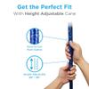 Nova Joy Designer Offset Walking Cane for Seniors - Unisex Adjustable Lightweight Aid with Foam Handle, Wrist Strap and Anti-Rattle Lock - Essential Mobility Support - Blue Waves view 2