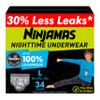 Ninjamas Boys Bedwetting Nighttime Underwear, Size L (64-95+ lbs), 34 Count, Overnight Protection, Ultra Absorbent, Hypoallergenic view 1