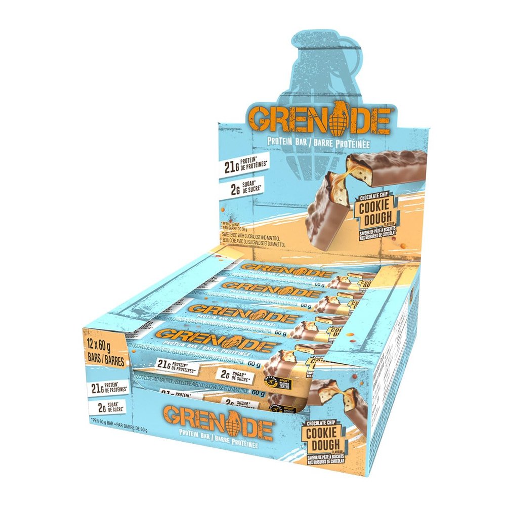 AMZ - Grenade High Protein, Low Sugar Bar - Chocolate Chip Cookie Dough, 12 x 60 g