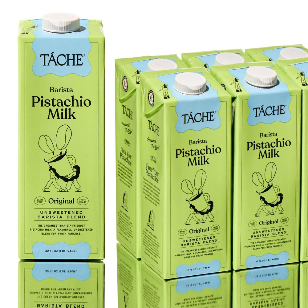 Tche Unsweetened Barista Pistachio Milk, Plant-Based Pistachio Creamer for Coffee and Lattes, Frothy, Vegan Pistachio Cream with No Added Oil, Dairy-Free Milk Alternative, (32oz, 6-Pack)