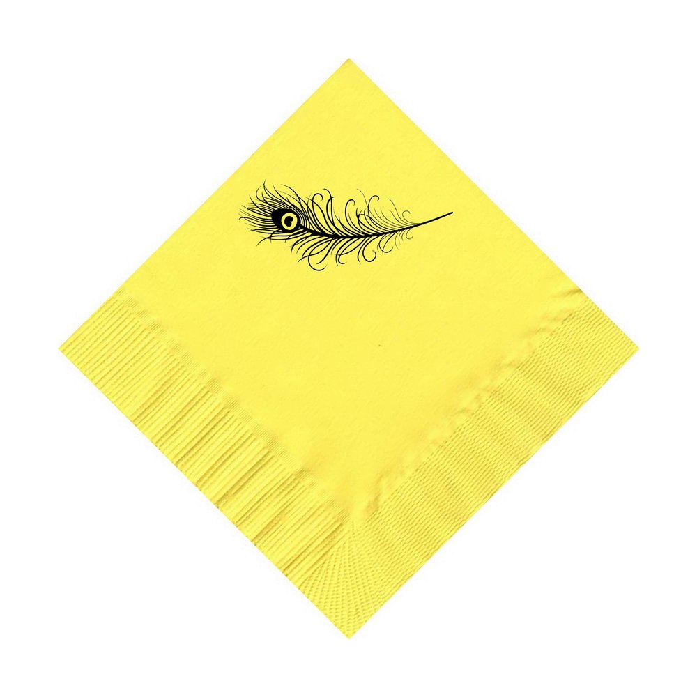 100 2-Ply Cocktail Personalized Napkins with Peacock Feather Logo
