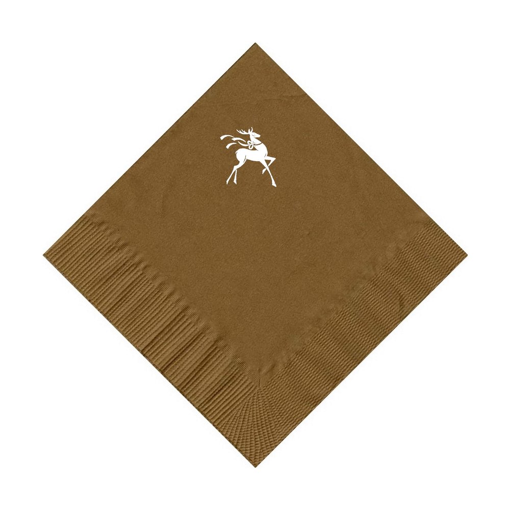 100 2-Ply Cocktail Personalized Napkins with Reindeer Logo