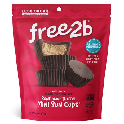 Free 2b Sunflower Butter Mini Sun Cups, School Safe and Allergy Friendly - Gluten-Free, Dairy-Free, Nut-Free, and Soy-Free - Dark Chocolate, 4.2 oz Resealable Bag (Pack of 3)