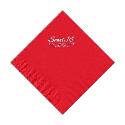 100 2-Ply Cocktail Personalized Napkins with Sweet 16 Logo