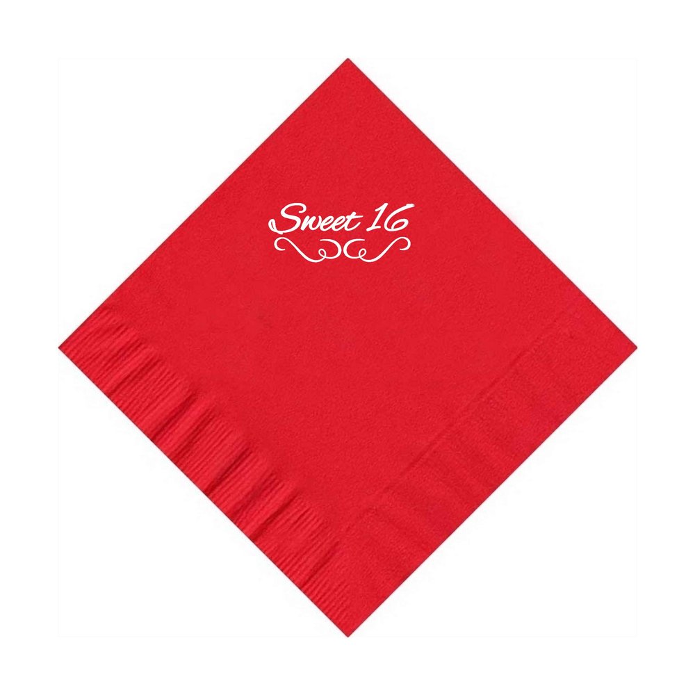 100 2-Ply Cocktail Personalized Napkins with Sweet 16 Logo