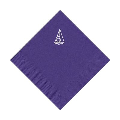 100 2-Ply Cocktail Personalized Napkins with Small Sailboat Logo