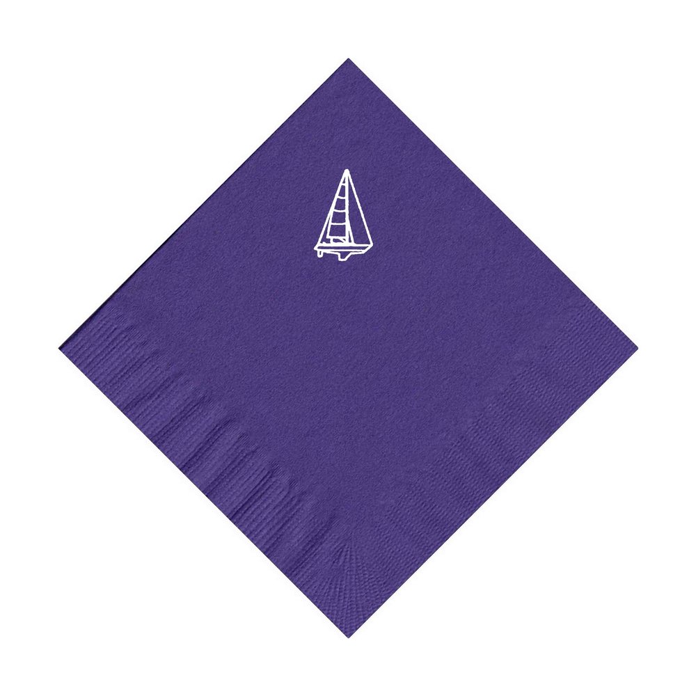 100 2-Ply Cocktail Personalized Napkins with Small Sailboat Logo