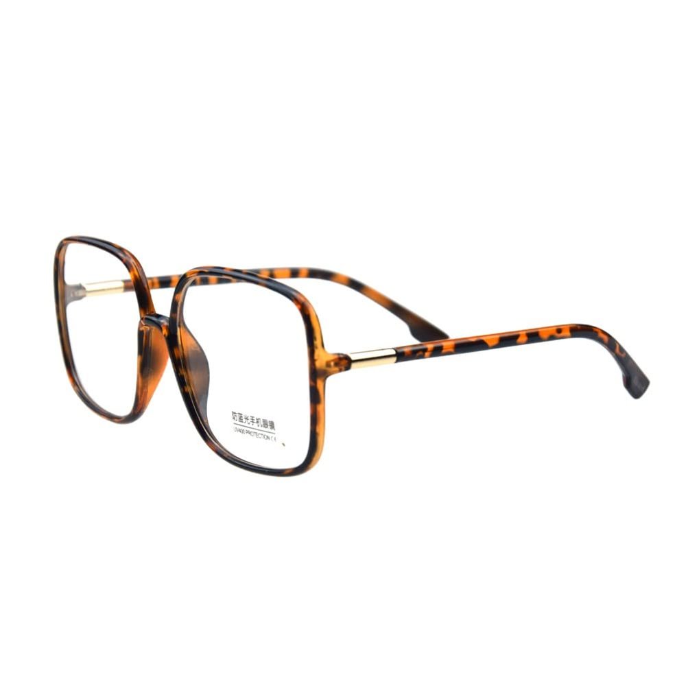 Shiratori Woman's New Retro Blue Light Blocking Glasses Big frame Nerd Eyeglasses Frame Anti Blue Ray Computer Game Glasses Leopard