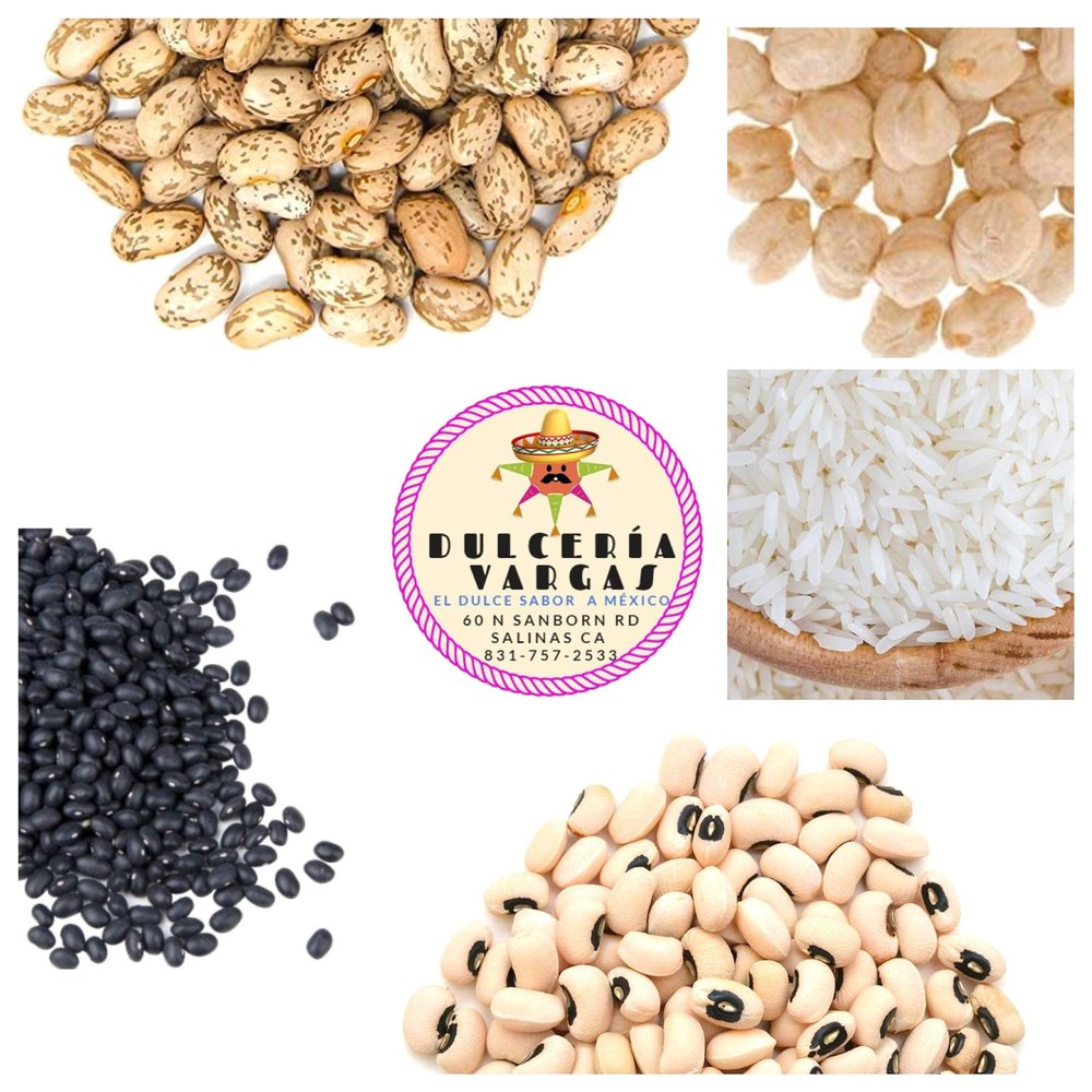 Bulk 25 lbs Essential Pantry Grains | 5lbs Pinto Beans | 5lbs black beans | 5lbs black-eyed beans | 5 lbs garbanzo beans | 5 lbs jasmine rice | Premium Quality | Dulceria Vargas