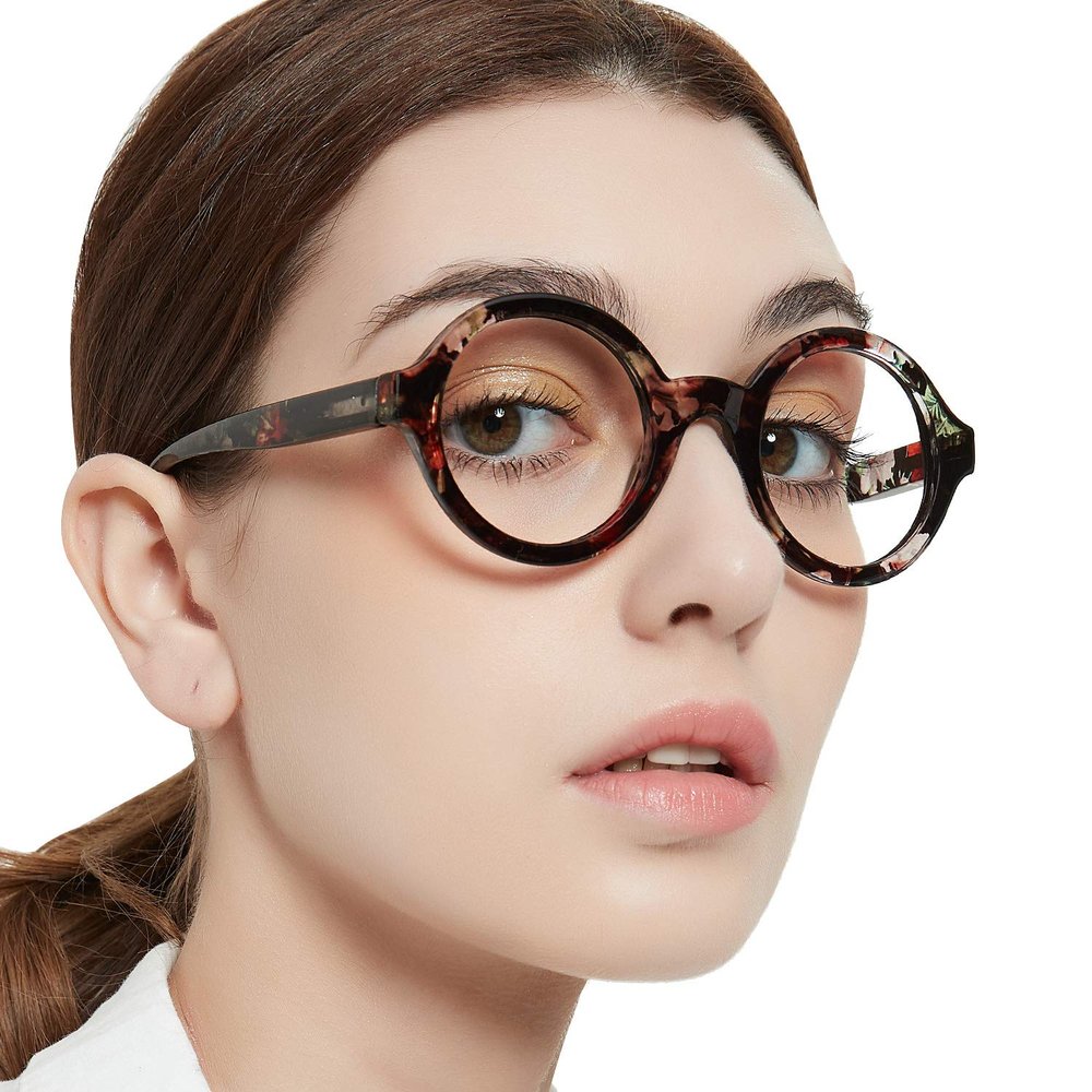 MARE AZZURO Digital Screen Glasses Women Funky Round Computer Glasses with Spring Hinge