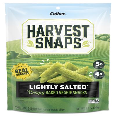 Harvest Snaps Veggie Chips (Green Pea Snack Crisps Lightly Salted, 3.3 oz) | Powered by Plant Protein, Gluten Free, Non-GMO Baked Vegetable Crisps | Made in USA (4 Pack)