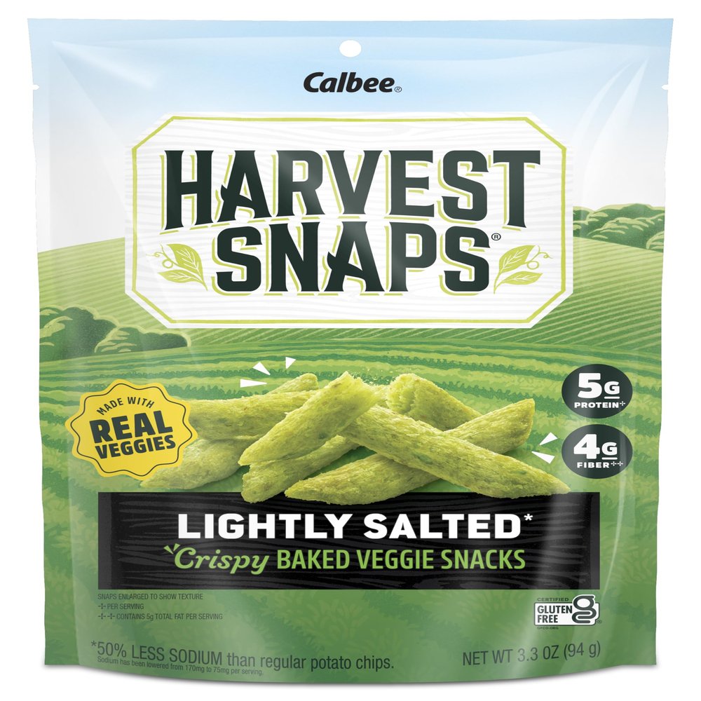 Harvest Snaps Veggie Chips (Green Pea Snack Crisps Lightly Salted, 3.3 oz) | Powered by Plant Protein, Gluten Free, Non-GMO Baked Vegetable Crisps | Made in USA (4 Pack)