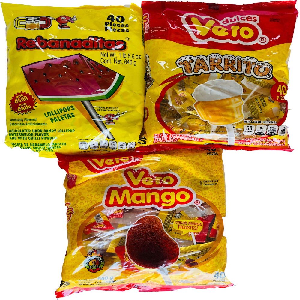 Vero Tarrito Vero Mango Rebanaditas Paletas COMBO with FREE Slaps Lollipop Candy (1BAG)