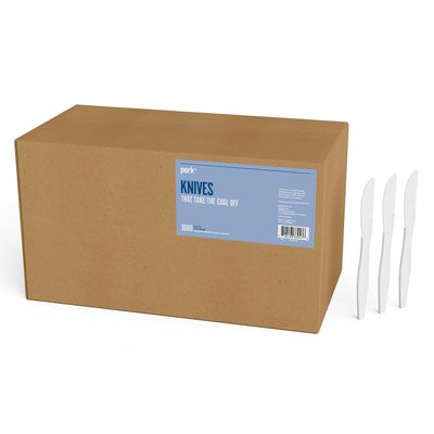 Perk Staples Polystyrene Knife, Medium-Weight, White, 1000/Pack (PK56398)