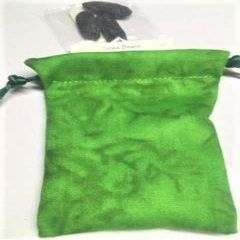 3 Dried Tonka beans ~ hand made pouch ~ Ravenz Roost hand made choose color (green mottled)
