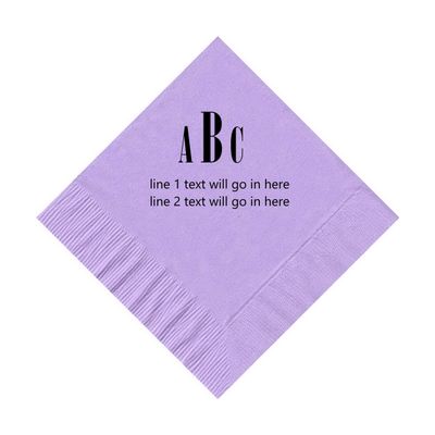 100 2-Ply Cocktail Personalized Napkins with Two lines and 1 inch Monograms