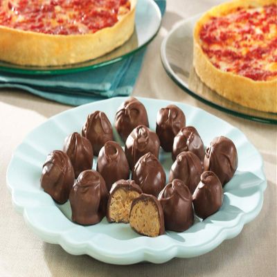 2 Lou Malnati's Deep Dish Pizzas and Kay's Peanut Butter Crunch Balls (1 Cheese 1 Spinach)