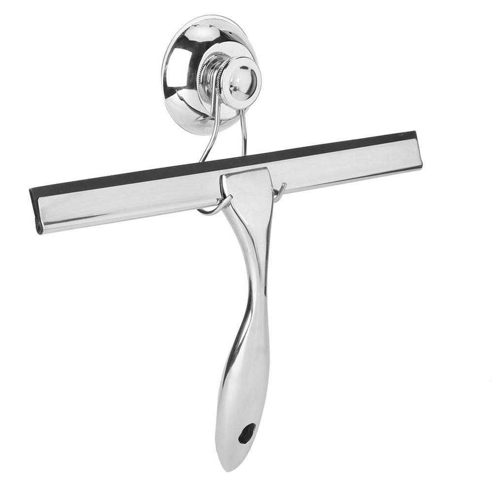 Fdit Stainless Steel Glass Cleaner, Window Wiper Multi Surface Scraper for Bathroom Glass Tiles Car Windows with Suction Cup Hook