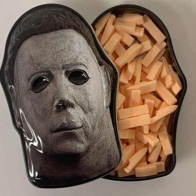 Halloween II Slasher Mask Candy - One (1) Collectible Michael Myers Mask Tin- Butcher Knife Sour Orange Flavor