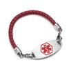 BAIYI HOPE Free Engraving Stainless Steel Medical Alert ID Bracelet for Daughter and Son Red Braided Leather Medical Emergency Awareness Bracelet 6 inch view 1