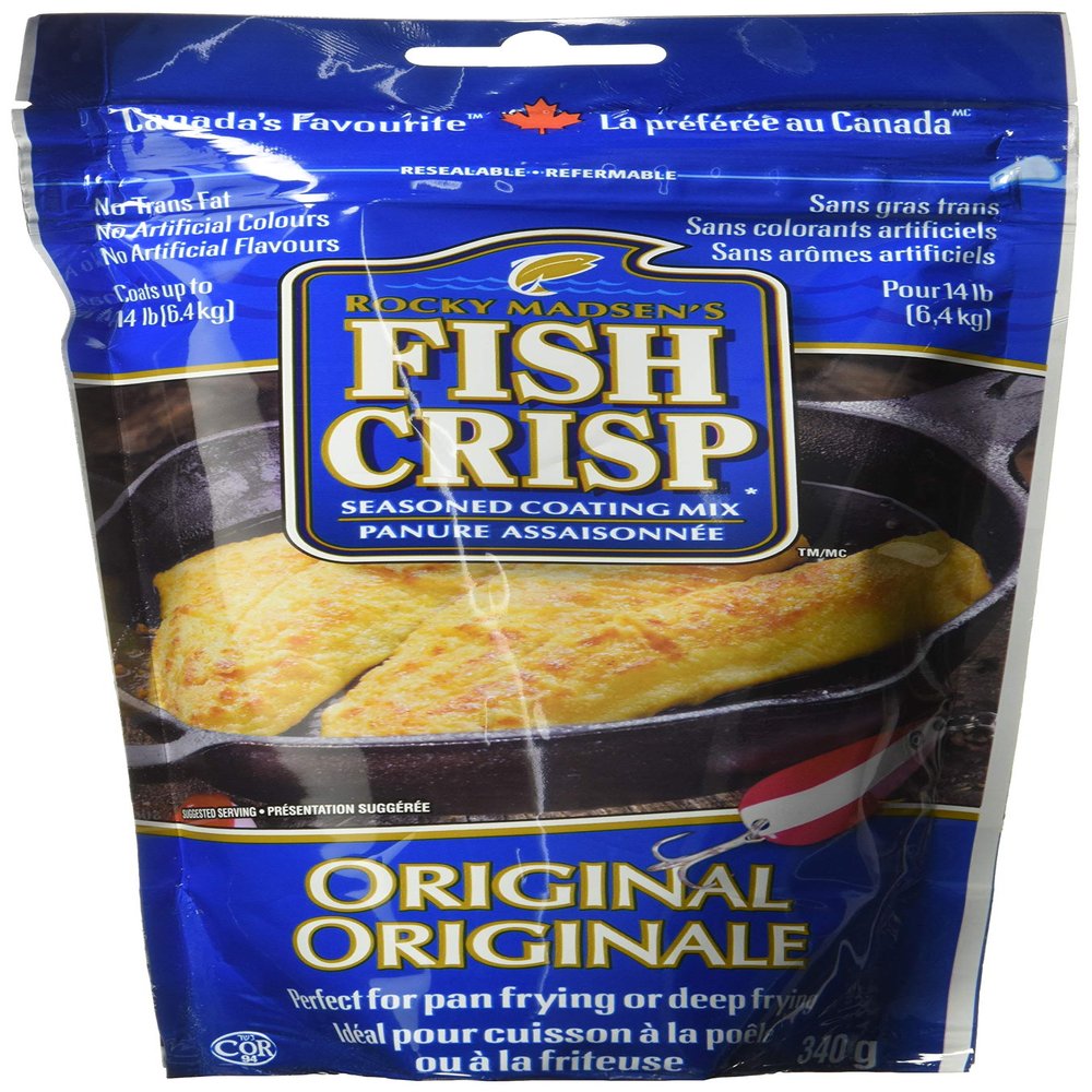 Rocky Madsen's Fish Crisp, Seasoned Coating Mix, Original, 340g/12 oz,Bag, (6 Pack) {Imported from Canada}