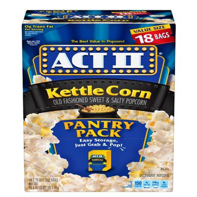 Act II Kettle Corn Microwave Popcorn 2.75 Oz 18 Ct