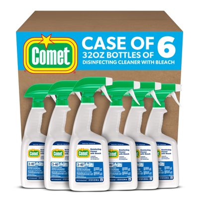 Comet Professional Multi Purpose Disinfecting Liquid Cleaner with Bleach Spray for Commercial Use, 32 fl oz (Case of 6)