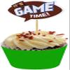 12pcs Paper Cake Topper Party Cupcake Toppers for Games Party Super Bowl Party Birthday Party Decoration - Game Time view 4