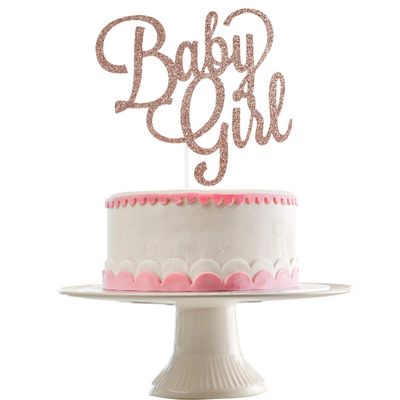 Baby Girl Cake Topper Rose Gold Glitter Baby Shower Girl Cake Topper, Baby Girl Cake Topper for Baby Shower Girl Birthday Party Cake Supplies