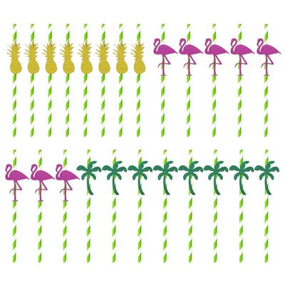 24pcs Hawaiian Decor Drinking Straws Paper Straw Decorative Straws Hawaiian Straws Props Pineapple