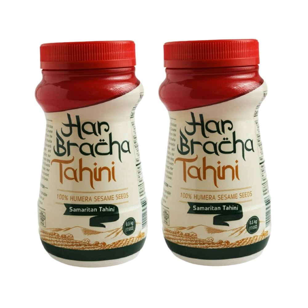 Har Bracha Tahini Paste (17.6 oz). 100% Natural, Vegan Friendly & Kosher Pure Ground Tahina Sauce. Raw Roasted Sesame Seeds for Oriental Dips, Salad Dressings & Hummus (2Pack)