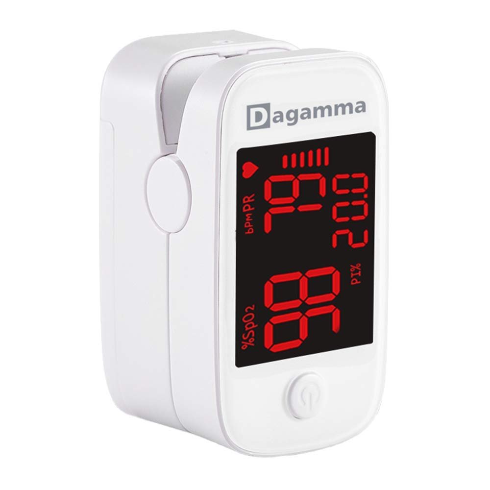 Dagamma DP200 Fingertip Pulse Oximeter, Heart Rate Measurement, Blood Oxygen Saturation Monitor SpO2 with LED Screen, IP22 Level Water and Dust Resistance, Batteries, Lanyard (White)