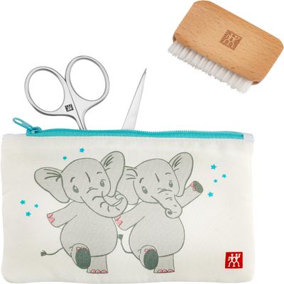 ZWILLING Nail Scissors Set for Kids and Babies (Safe Nail Care, 3 Piece Set with Nail File and Brush Gift Set) Premium White