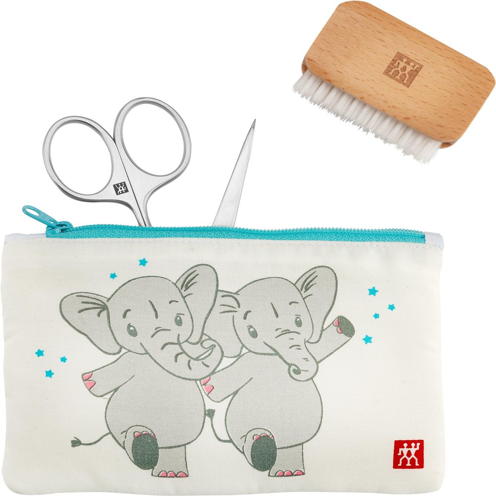 ZWILLING Nail Scissors Set for Kids and Babies (Safe Nail Care, 3 Piece Set with Nail File and Brush Gift Set) Premium White