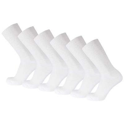 Big and Tall Diabetic Neuropathy Ringspun Cotton Crew Socks, King Size Mens Athletic Socks (13-16, Loose Top - Premium White) - 6 pairs