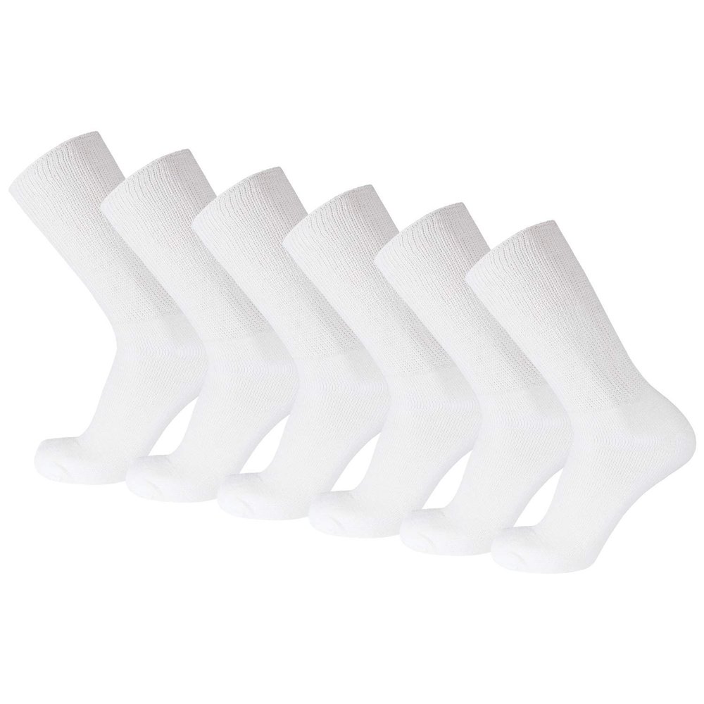 Big and Tall Diabetic Neuropathy Ringspun Cotton Crew Socks, King Size Mens Athletic Socks (13-16, Loose Top - Premium White) - 6 pairs