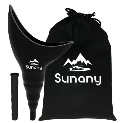 Female Female Urinal, Reusable Silicone Foolproof Women Pee Funnel Allows Women to Pee Standing Up,Women's Urinal is The Perfect Companion for Indoor Use (Black)