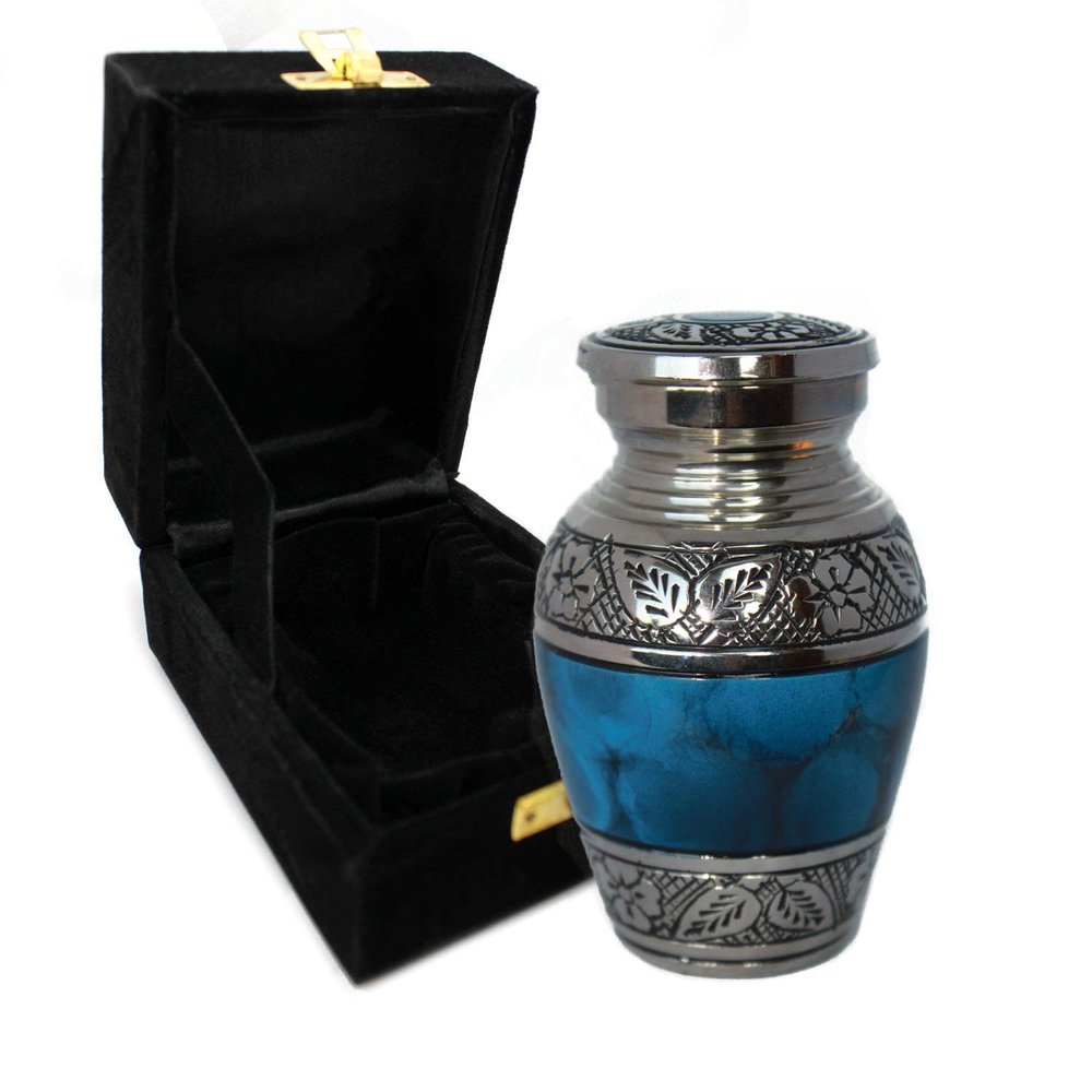 Moonstone Blue Cremation Urns for Human Ashes Adult Male for Funeral or Home. Cremation Urns for Adult Male Large Cremation Urns for Men Adult Urns for Ashes (Moonstone Blue, Small)