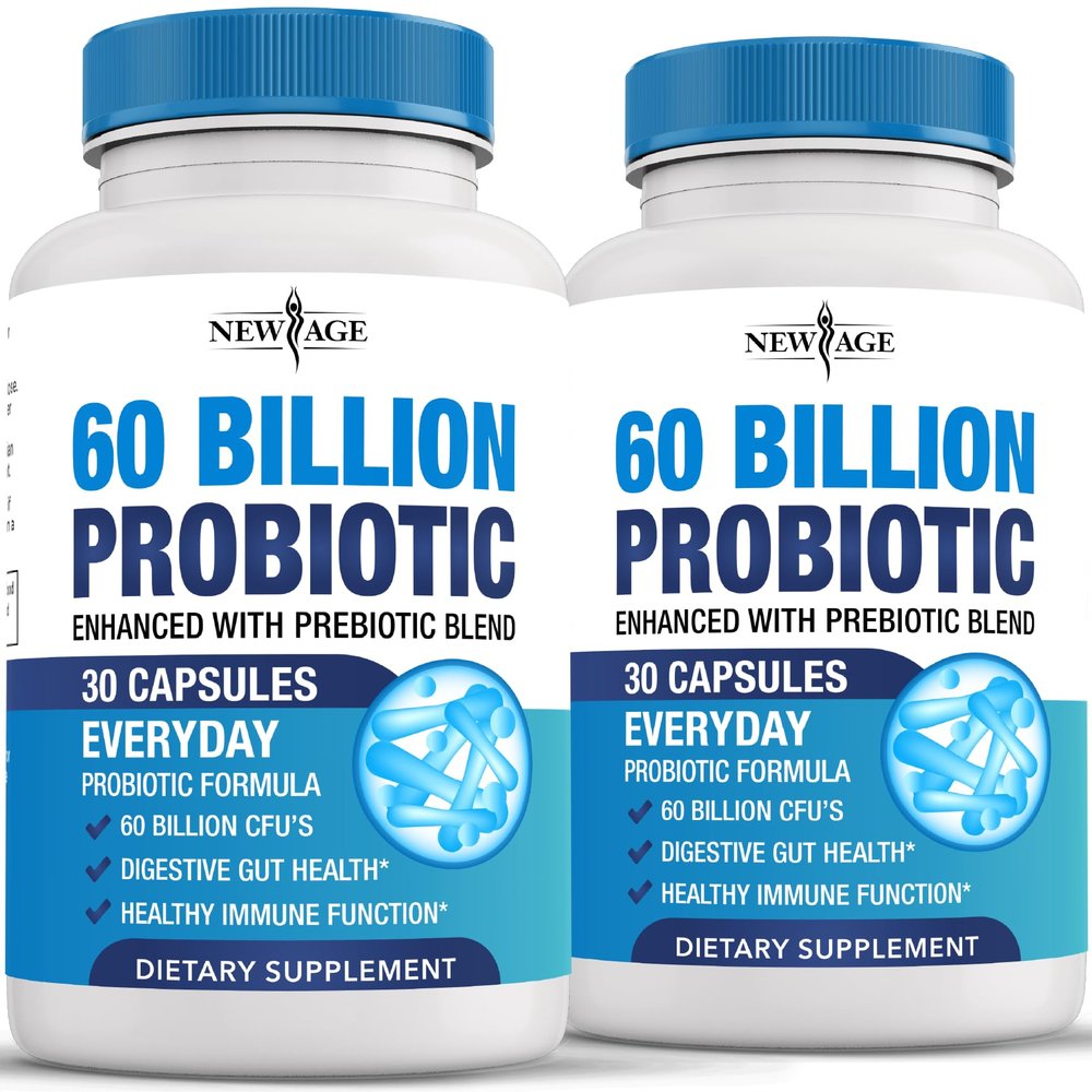 Probiotics 60 Billion CFU with Prebiotic Formula - Probiotics for Women and Men and Adults, 100% Natural Digestive Enzymes, Shelf Stable Probiotic Supplement Prebiotic