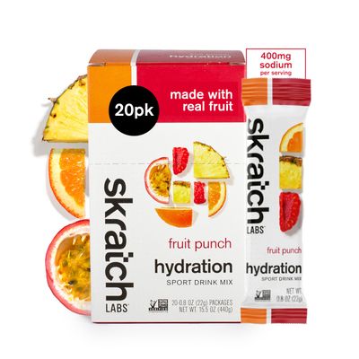 Skratch Labs Hydration Sports Drink Mix Packets RealFruit Electrolyte Powder for Fast Hydration & Endurance | Fruit Punch | 20 Pack | Vegan, NonGMO, Clean Ingredients