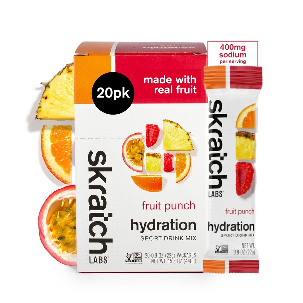 Skratch Labs Hydration Sports Drink Mix Packets  RealFruit Electrolyte Powder for Fast Hydration & Endurance | Fruit Punch | 20 Pack | Vegan, NonGMO, Clean Ingredients
