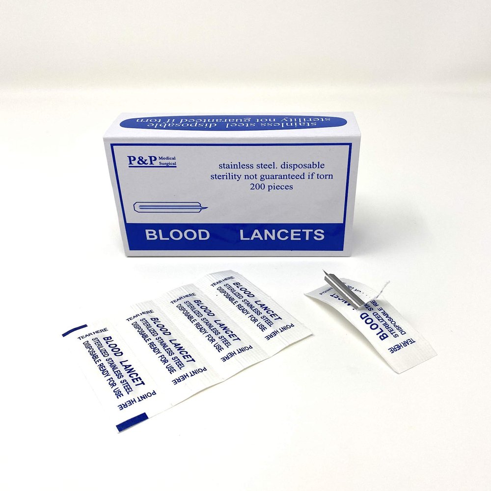 Disposable Stainless Steel Lancets Individually Foil Wrapped by P&P MEDICAL SURGICAL Box of 200
