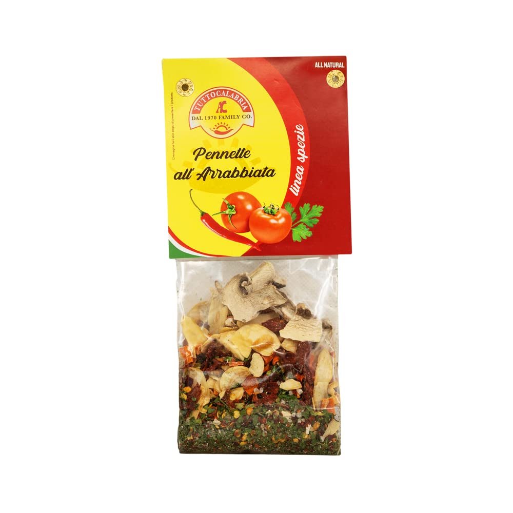 Arrabbiata Sauce Seasoning, (2.1 oz) Spicy Italian Arrabbiata, Add oil to pan, heat, mix in seasoning, and then toss with your favorite pasta, 250g, TuttoCalabria