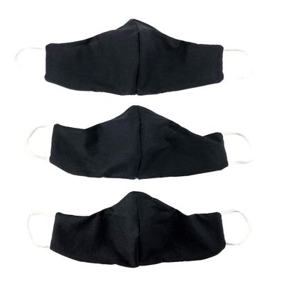 2 -Ply USA Made Cotton Face Mask Black 3 Pack