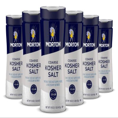 Morton Kosher Salt, Coarse (16 oz), 6-Pack,Ideal for Cooking & Baking