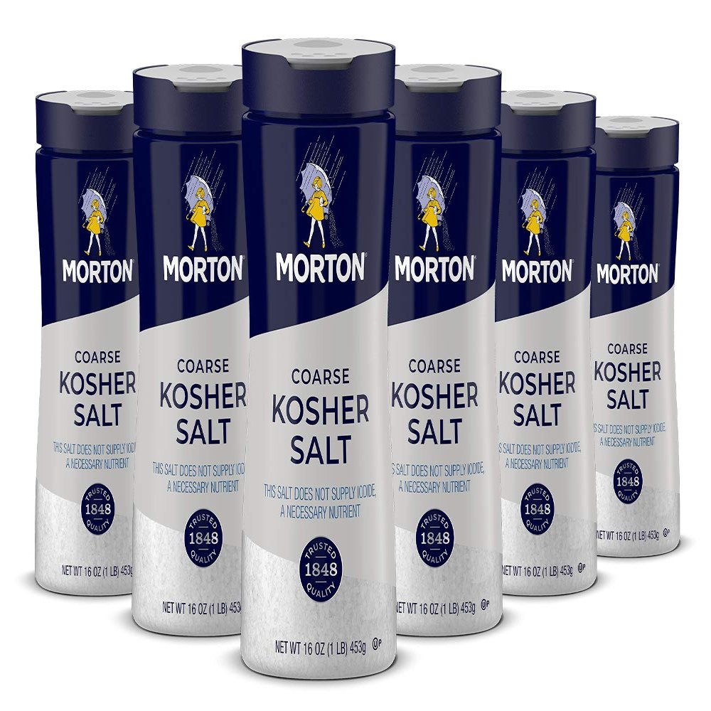 Morton Kosher Salt, Coarse (16 oz), 6-Pack,Ideal for Cooking & Baking